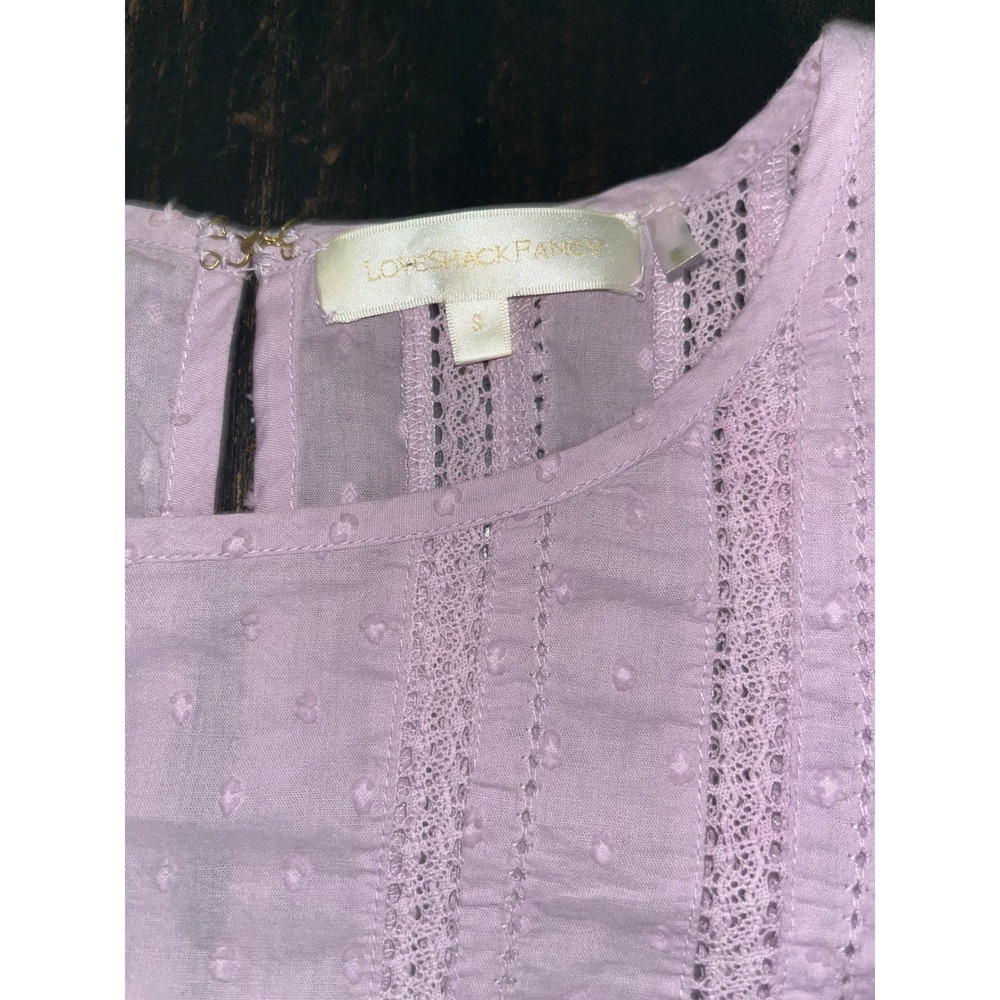LoveShackFancy Lavender Cotton Dobby Lace Ruffle Mini Dress Size S - Picture 6 of 7